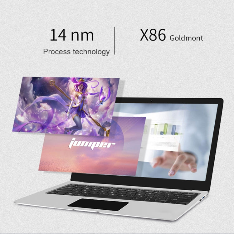 Jumper EZbook 3 SL Laptop, 13.3 inch, 6GB+64GB, 9000mAh Battery, Windows 10 Intel Apollo Lake N3450 Quad Core 1.1GHz-2.2GHz, Support TF Card & WiFi & Mini HDMI & Bluetooth(Aurora Silver)