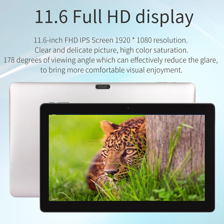 Jumper EZpad 6s Pro Tablet PC, 11.6 inch, 6GB+128GB, Windows 10 Intel Atom E3950 Quad Core 1.1GHz-2.2GHz, Support TF Card & Bluetooth & WiFi & Mini HDMI, Not Included Keyboard (Aurora Silver)