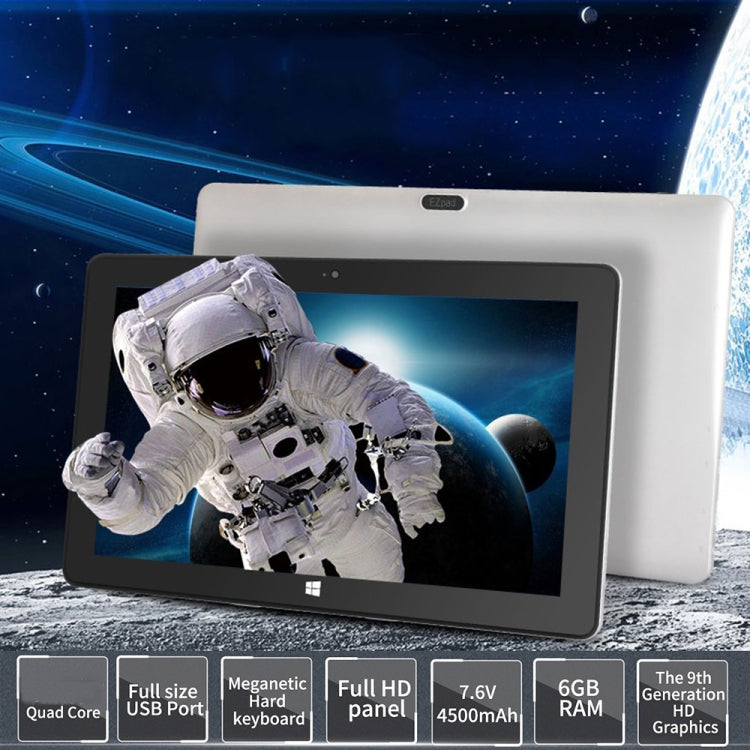 Jumper EZpad 6s Pro Tablet PC, 11.6 inch, 6GB+128GB, Windows 10 Intel Atom E3950 Quad Core 1.1GHz-2.2GHz, Support TF Card & Bluetooth & WiFi & Mini HDMI, Not Included Keyboard (Aurora Silver)