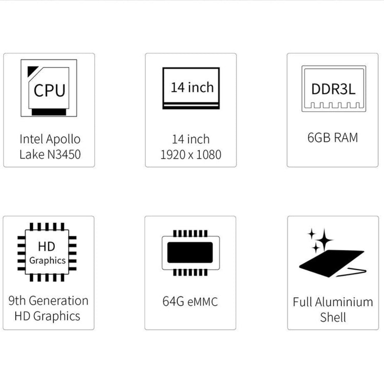 Jumper EZbook 3L Pro Laptop, 14.0 inch, 6GB+64GB, 9600mAh Battery, Windows 10 Intel Apollo Lake N3450 Quad Core 1.1GHz-2.2GHz, Support TF Card & Dual Band WiFi & HDMI(Silver)