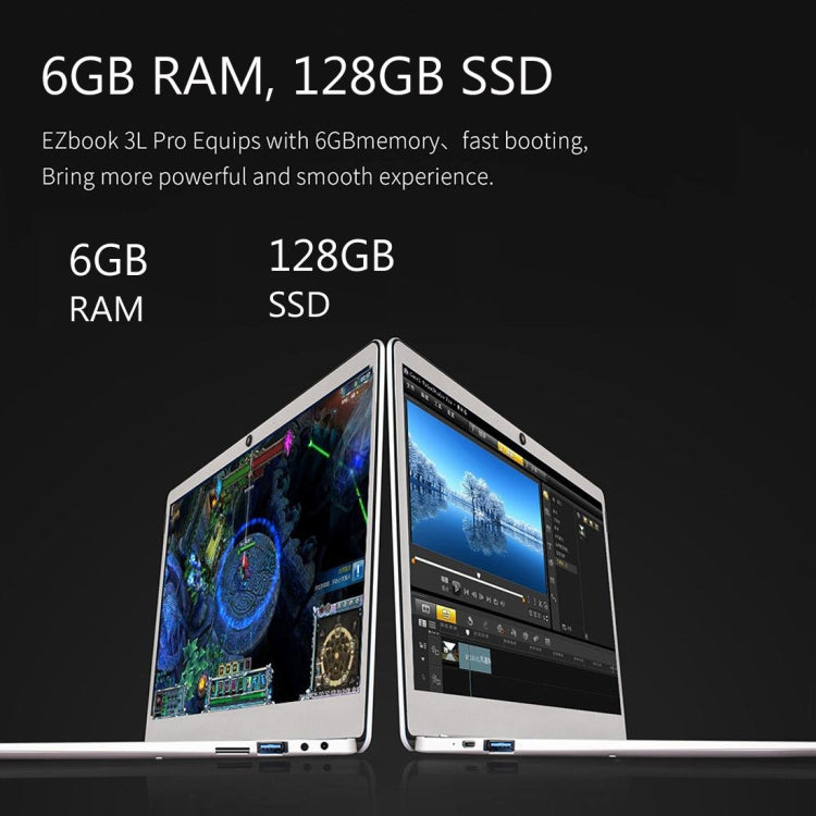 Jumper EZbook 3L Pro Laptop, 14.0 inch, 6GB+128GB, 9600mAh Battery, Windows 10 Intel Apollo Lake N3450 Quad Core 1.1GHz-2.2GHz, Support TF Card & Dual Band WiFi & HDMI(Silver)