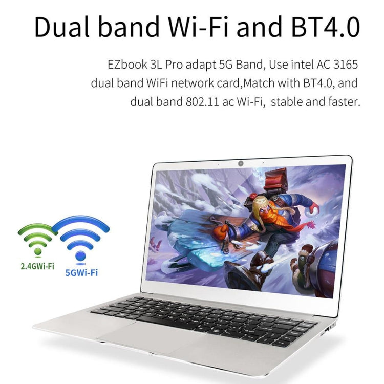 Jumper EZbook 3L Pro Laptop, 14.0 inch, 6GB+128GB, 9600mAh Battery, Windows 10 Intel Apollo Lake N3450 Quad Core 1.1GHz-2.2GHz, Support TF Card & Dual Band WiFi & HDMI(Silver)