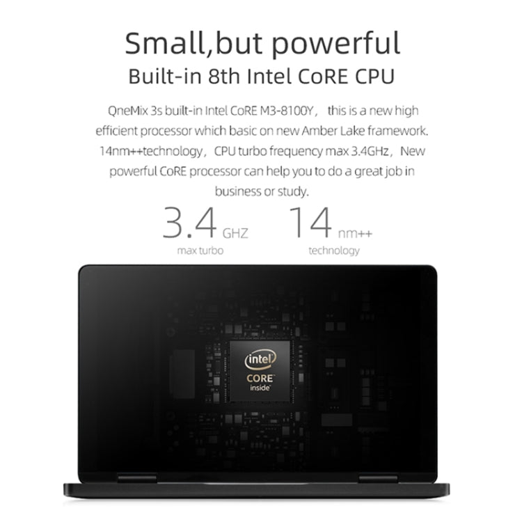 ONE-NETBOOK OneMix 3s Laptop, 8.4 inch, 8GB+256GB, Windows 10 Home, Intel CoRE M3-8100Y, Support Dual Band WiFi & Bluetooth & Fingerprint Unlock(Black)