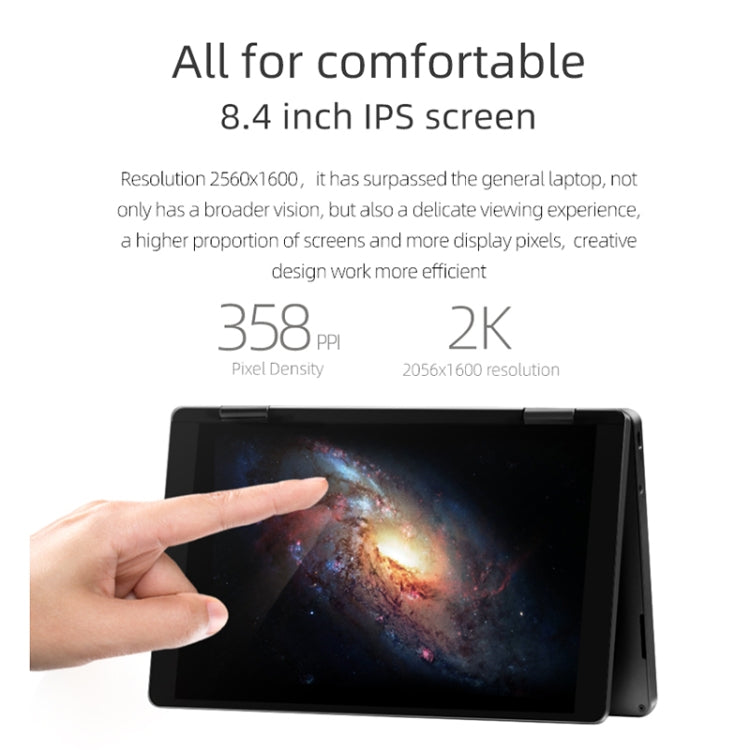 ONE-NETBOOK OneMix 3s Laptop, 8.4 inch, 8GB+256GB, Windows 10 Home, Intel CoRE M3-8100Y, Support Dual Band WiFi & Bluetooth & Fingerprint Unlock(Black)