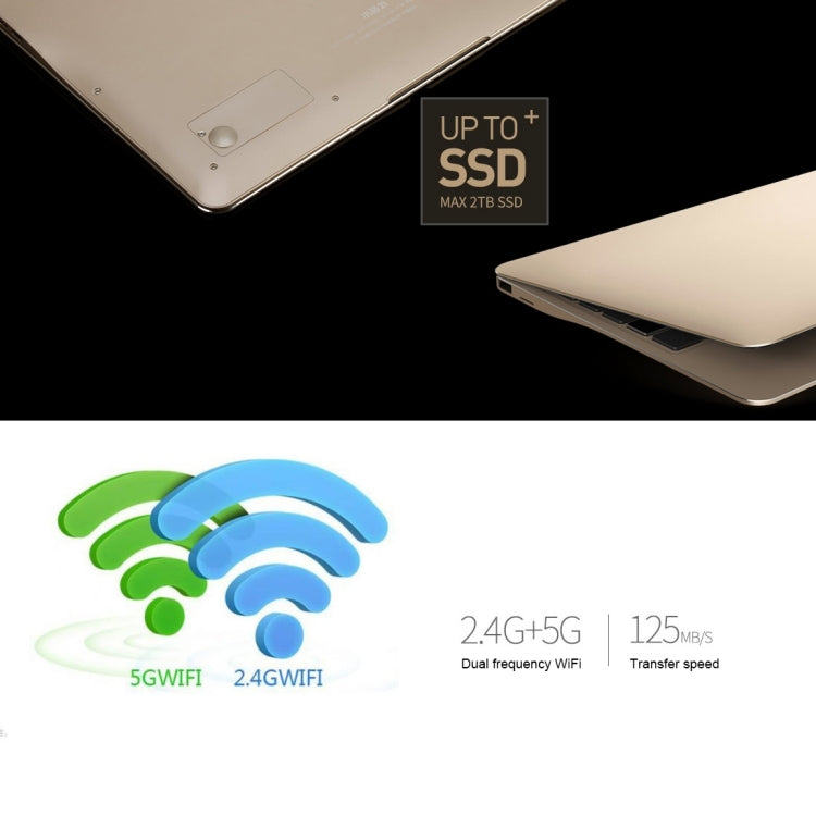 ONDA Xiaoma 21 Laptop, 12.5 inch, 4GB+64GB, Fingerprint Identification, Windows 10, Intel Apollo Lake N3450 Quad Core 2.2GHz, Support TF Card & SSD Extension, Dual Band WiFi, Bluetooth, US Plug(Gold)