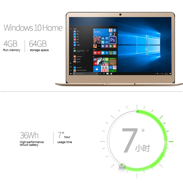 ONDA Xiaoma 31 Laptop, 13.3 inch, 4GB+64GB, Fingerprint Identification, Windows 10, Intel Pentium N4200 Quad Core 2.5GHz, Support TF Card & SSD Extension, Dual Band WiFi, Bluetooth, US Plug(Gold)