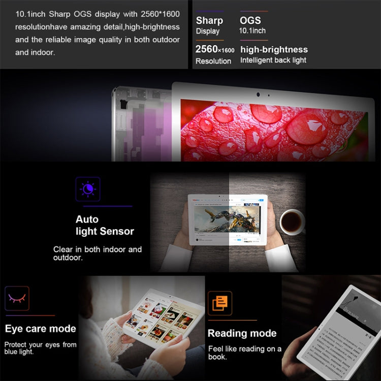 Teclast T10 Tablet, 4GB+64GB, Fingerprint Identification, 8100mAh Battery, 10.1 inch Android 7.0 MTK8176 Hexa Core 1.7GHz, Support OTG & GPS & Bluetooth & Dual Band WiFi, US Plug(Silver)