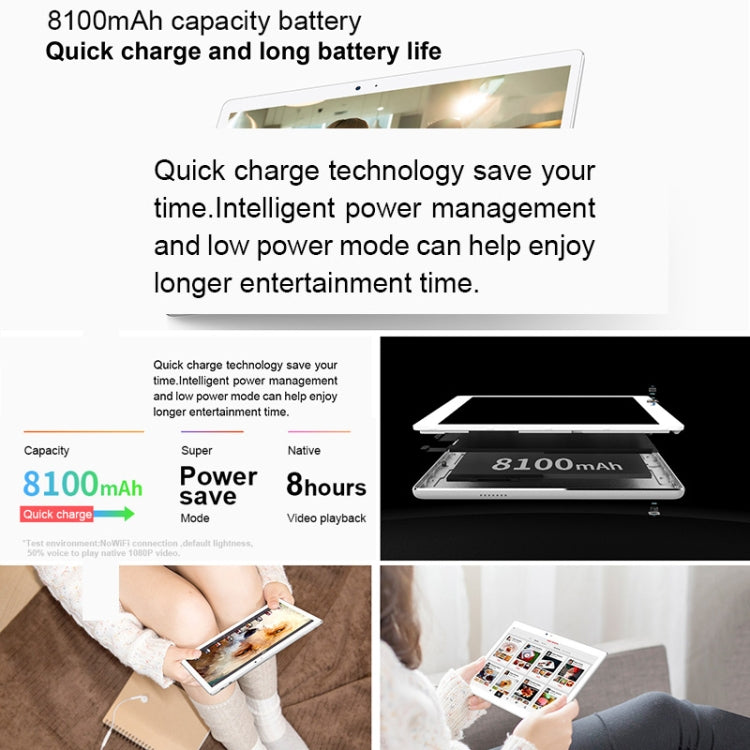Teclast T10 Tablet, 4GB+64GB, Fingerprint Identification, 8100mAh Battery, 10.1 inch Android 7.0 MTK8176 Hexa Core 1.7GHz, Support OTG & GPS & Bluetooth & Dual Band WiFi, US Plug(Silver)