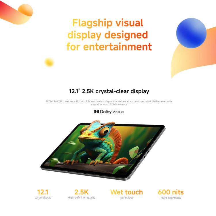 REDMI Pad 2 Pro 12.1 inch Soft Light Screen Tablet PC, 12GB+256GB, HyperOS 3, Snapdragon 7s Gen4 Octa Core CPU  - Dark Gray