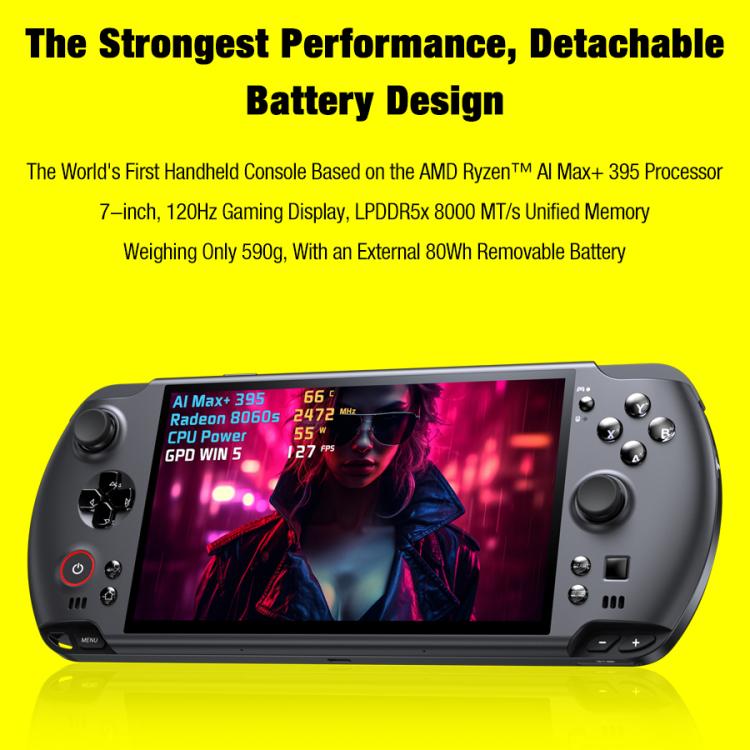 GPD WIN 5 Handheld Game Console, 32GB+2TB, 7 inch Windows 11 OS AMD Ryzen Al Max+ 395 CPU, UK Plug