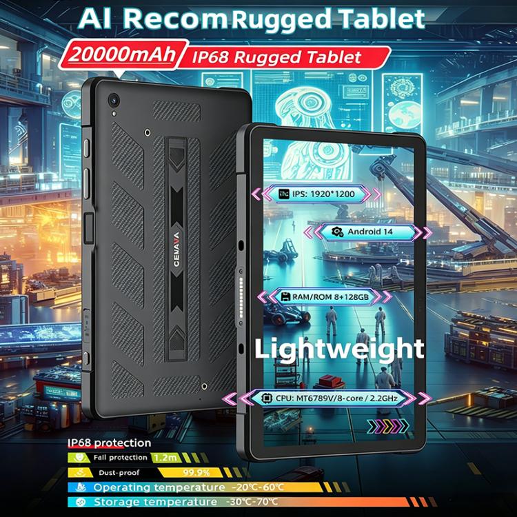 CENAVA A109TB IP68 Rugged Tablet PC, 8GB+128GB, 10.95 inch Android 14 MT6789V Octa Core, 4G Network, UK Plug
