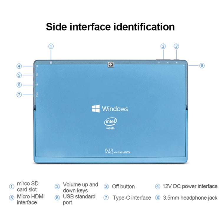 W10 2 in 1 Tablet PC, 10.1 inch, 6GB+64GB, Windows 10 System, Intel Gemini Lake N4120 Quad Core up to 2.6GHz, without Keyboard & Stylus Pen, Support Dual Band WiFi & Bluetooth & TF Card & HDMI, US Plug