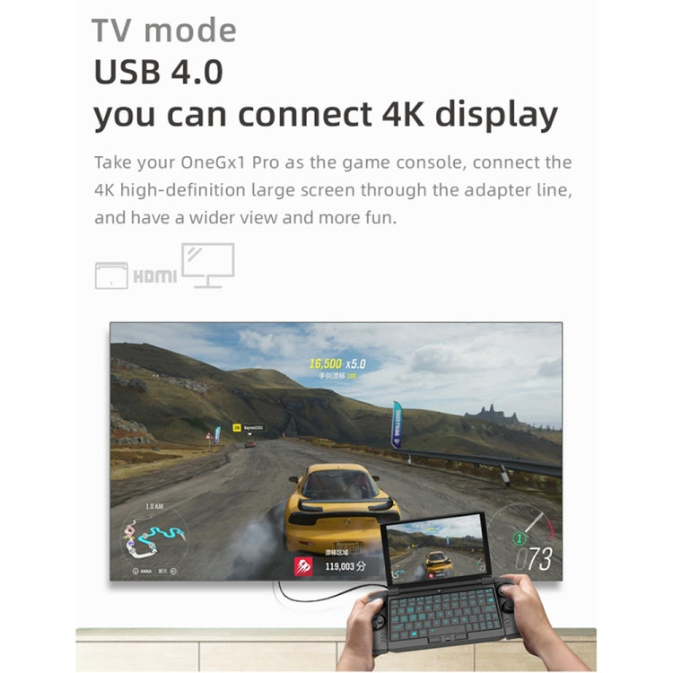 OneGx1 Pro PC Mini Laptop, 7.0 inch, 16GB+512GB, 5G Network, Windows 10, Intel Core i7-1160G7 1.2-2.1GHz, Urbo 4.4GHz, 12000mAh Battery, Support  WiFi & BT, with GamePad(Black)