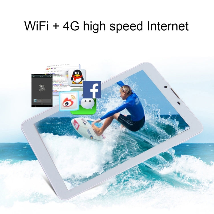 4G Phone Call Tablet PC, 7.0 inch, 1GB+8GB, Android 6.0 MTK8735M Quad Core ARM Cortex A53 1.0GHz, OTG, WiFi, Bluetooth, GPS, Dual SIM(White)