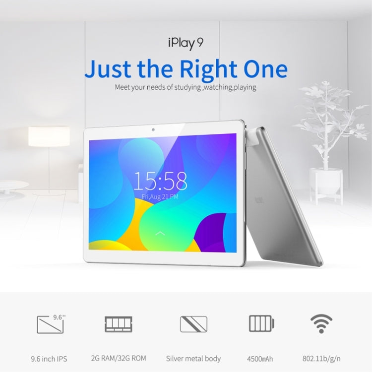 Cube iPlay 9 U63 Plus 3G Call Tablet, 9.6 inch, 2GB+32GB, Android 4.4 MTK MT6582V Quad Core 1.3GHz, Support OTG & GPS & FM & Bluetooth & WiFi & Dual SIM (White + Silver)