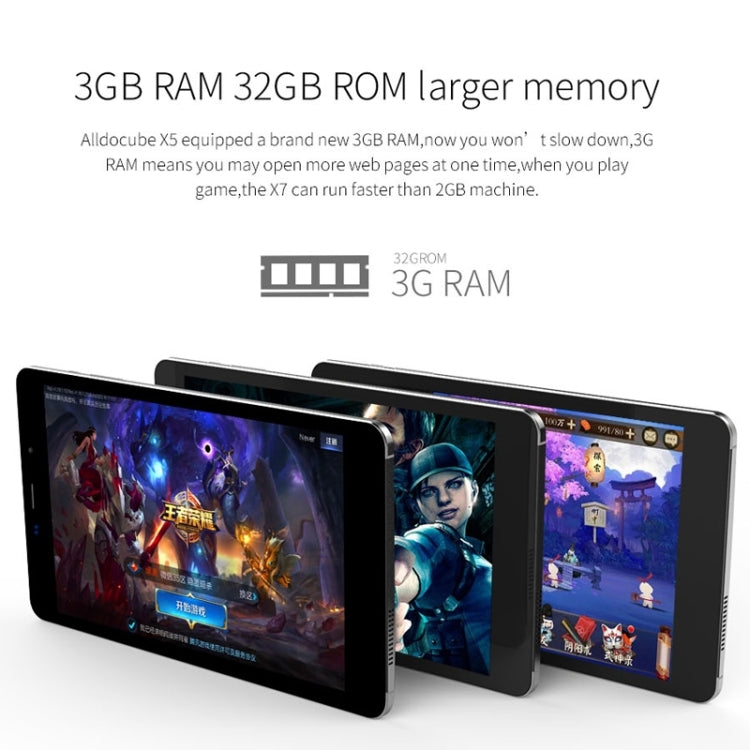 ALLDOCUBE Free Young X5 T8 Pro 4G Call Tablet, 8 inch, 3GB+32GB, OGS Screen Android 7.0 MTK MT8783V-CT Octa Core 1.5GHz, Support OTG & GPS & FM & Bluetooth & WiFi & Dual SIM (Black + Grey)