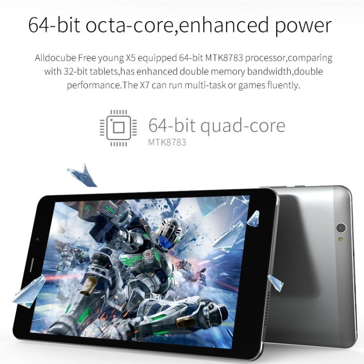 ALLDOCUBE Free Young X5 T8 Pro 4G Call Tablet, 8 inch, 3GB+32GB, OGS Screen Android 7.0 MTK MT8783V-CT Octa Core 1.5GHz, Support OTG & GPS & FM & Bluetooth & WiFi & Dual SIM (Black + Grey)