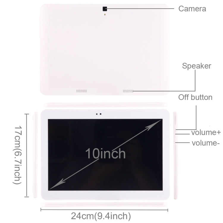 S1108 4G Call Tablet, 10.1 inch, 1GB+8GB, Android 6.0 MT6735 Quad Core 1.3GHz, Network: 4G, Support OTG & GPS  & Dual SIM & Bluetooth & WiFi(White)