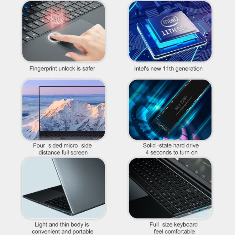 X8S Laptop, 15.6 inch, 12GB+256GB, Windows 10, Intel Celeron N5095 Quad Core 2.0GHz-2.9GHz, Support Dual Band WiFi / BT