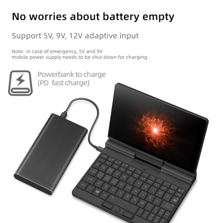 ONE-NETBOOK Engineer PC, 7.0 inch, 8GB+512GB, Windows 10 Intel Core M3-8100Y, Support Dual Band WiFi & Bluetooth & TF Card Expansion & Fingerprint Unlock(Black)