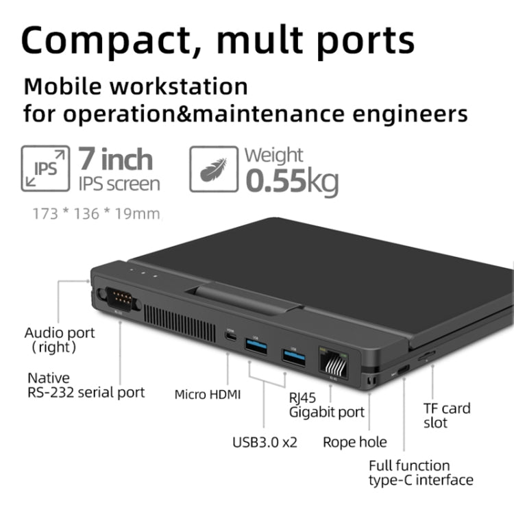 ONE-NETBOOK Engineer PC, 7.0 inch, 8GB+512GB, Windows 10 Intel Core M3-8100Y, Support Dual Band WiFi & Bluetooth & TF Card Expansion & Fingerprint Unlock(Black)