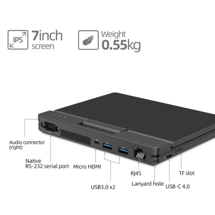 ONE-NETBOOK A1 Pro Engineer PC, 7.0 inch, 16GB+512GB, Windows 11 Intel Core i5-1130G7 1.1-1.8GHz, Turbo Max 4.0GHz, Support WiFi & BT Fingerprint Unlock(Black)