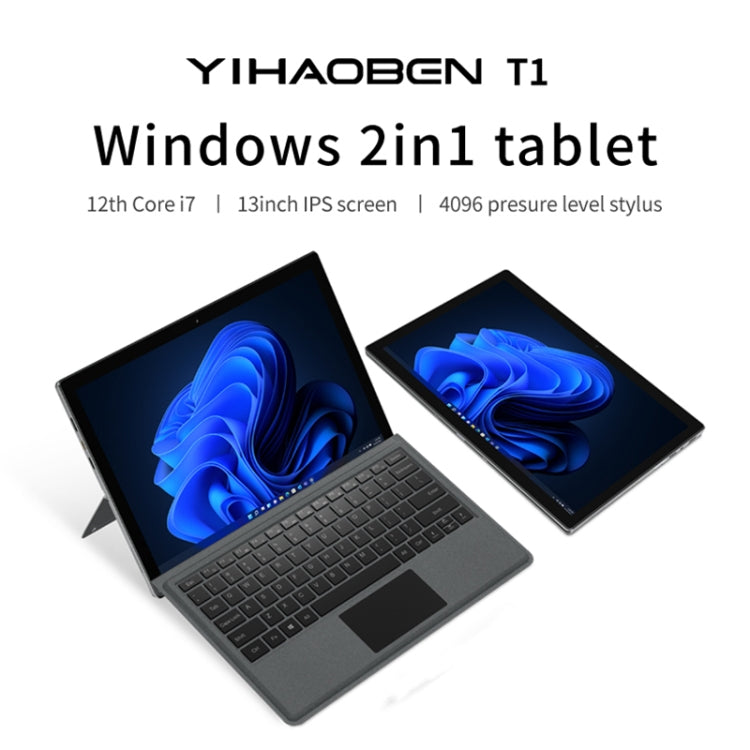 ONE-NETBOOK T1 2 in 1 Tablet PC, 13 inch, 16GB+1TB, Windows 11 Intel Core i7-1260P, Turbo Max 4.7GHz, with Keyboard, Support Wi-Fi6 & BT(Grey)