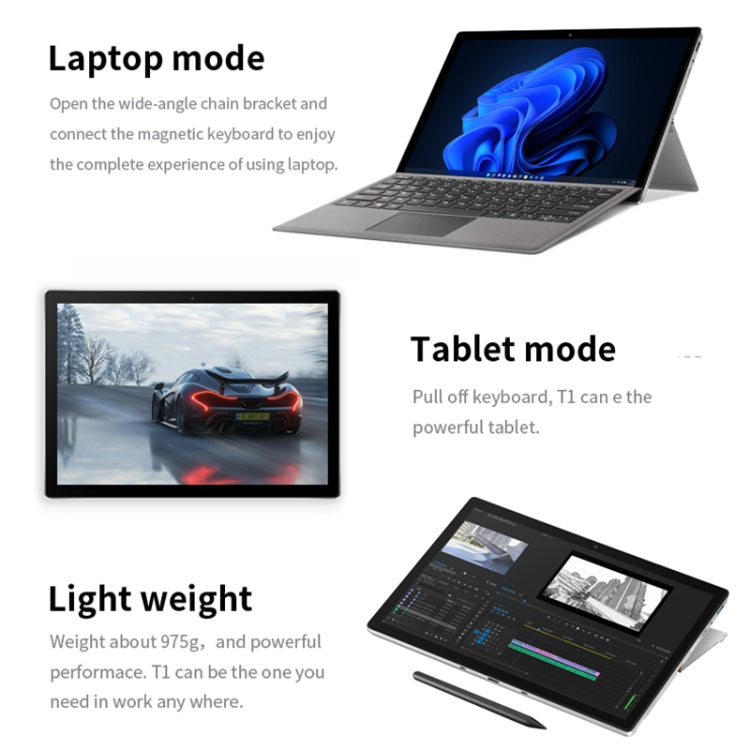 ONE-NETBOOK T1 2 in 1 Tablet PC, 13 inch, 16GB+1TB, Windows 11 Intel Core i7-1260P, Turbo Max 4.7GHz, with Keyboard, Support Wi-Fi6 & BT(Grey)