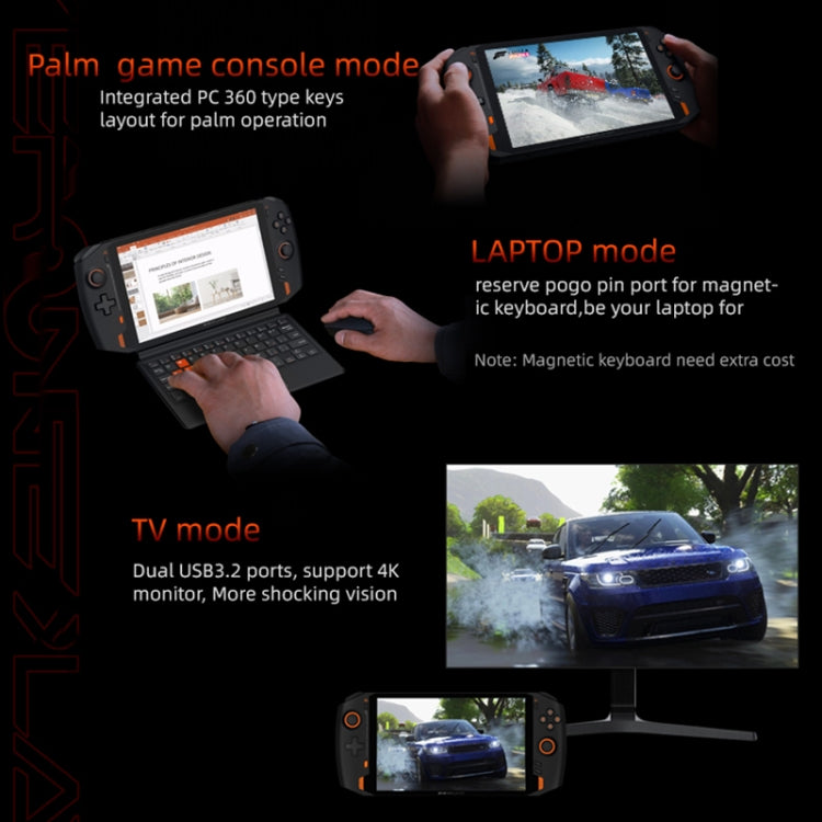 ONE XPLAYER PC Game Console, 8.4 inch, 16GB+1TB, Windows 11 AMD Ryzen 7 4800U, Turbo Max 4.2GHz, 15300mAh Battery, Wi-Fi6(Black)