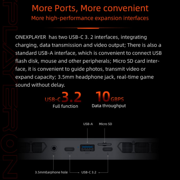 ONE XPLAYER PC Game Console, 8.4 inch, 16GB+1TB, Windows 11 AMD Ryzen 7 4800U, Turbo Max 4.2GHz, 15300mAh Battery, Wi-Fi6(Black)
