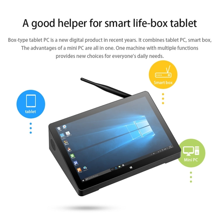 PiPo H10PRO All-in-One Mini PC, 10.1 inch, 8GB+128GB+512GB, Windows 10 Intel Celeron J4125 Quad Core up to 2.7GHz, Support WiFi & BT & TF Card & HDMI & RJ45(Black)