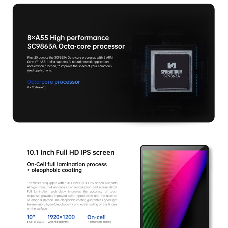ALLDOCUBE iPlay 20 4G Call Tablet, 10.1 inch, 4GB+64GB, Android 10.0 Spreadtrum SC9863A Octa Core up to 1.6GHz, Support GPS & FM & Bluetooth & Dual Band WiFi & Dual SIM, Support Google Play(Black)