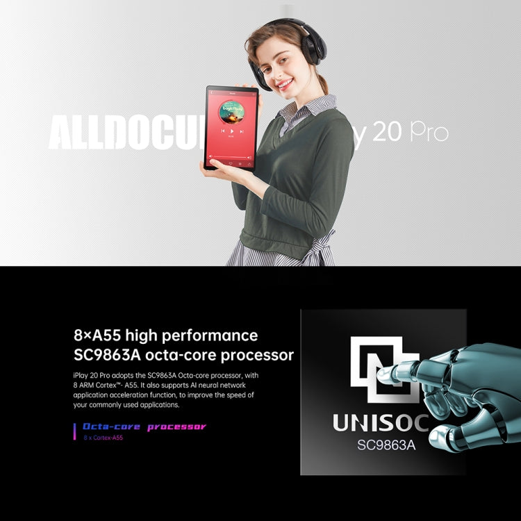 ALLDOCUBE iPlay 20 Pro 4G Call Tablet, 10.1 inch, 6GB+128GB, Android 10 Spreadtrum SC9863A Octa Core up to 1.6GHz, Support GPS & OTG & Bluetooth & Dual Band WiFi & Dual SIM, Support Google Play(Black)