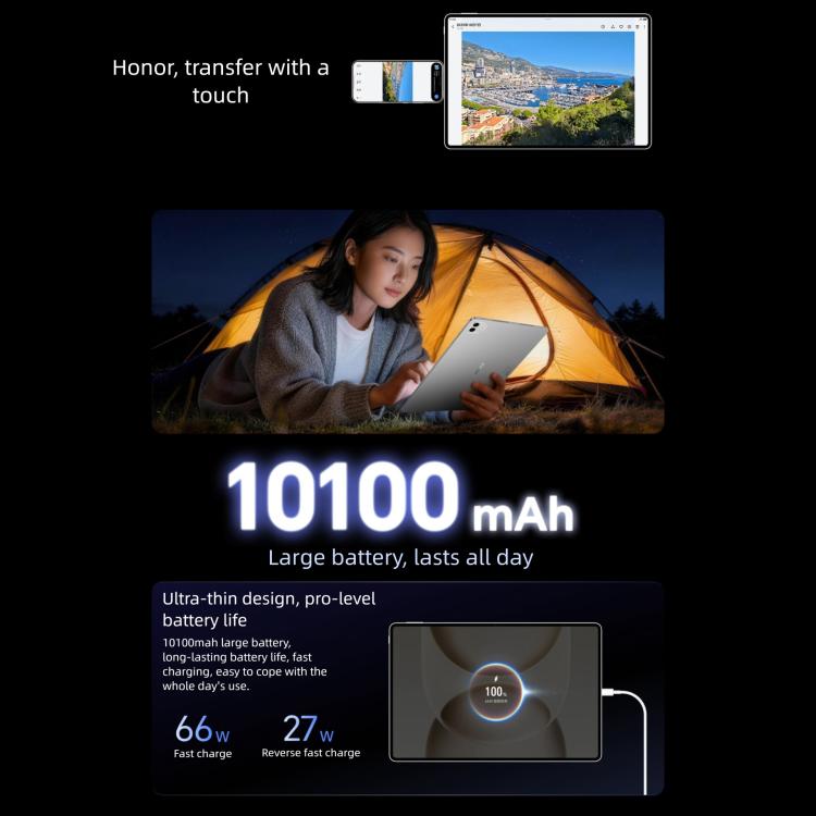 Honor MagicPad3 Pro 12.3 inch WiFi Tablet PC, 8GB+256GB MagicOS 10 Qualcomm Snapdragon 8 Gen5 Octa Core  - White