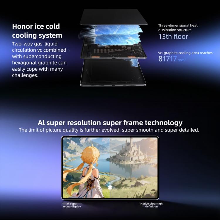Honor MagicPad3 Pro 12.3 inch WiFi Tablet PC, 16GB+512GB MagicOS 10 Qualcomm Snapdragon 8 Gen5 Octa Core  - Grey