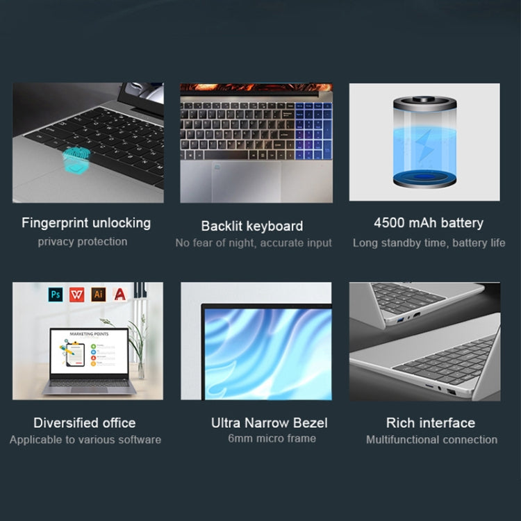 H15 15.6 inch Ultrathin Laptop, 16GB+1TB, Windows 11 Intel Processor N95 Quad Core, EU Plug  - Silver