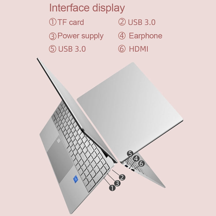 H15 15.6 inch Ultrathin Laptop, 16GB+512GB, Windows 11 Intel Celeron N5095 Quad Core, EU Plug  - Silver