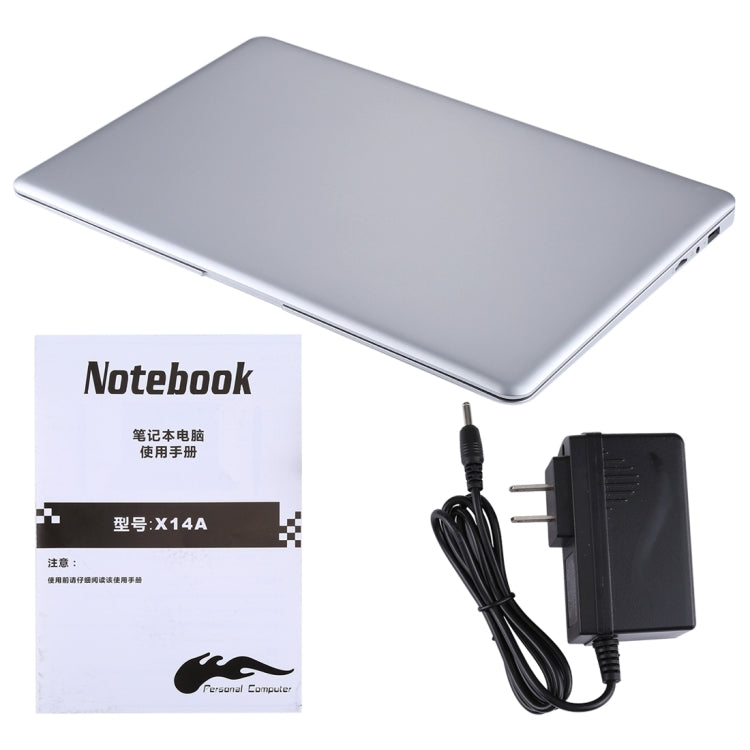 H141-2 Ultrabook, 14.1 inch, 4GB+64GB, Windows 10 Professional Edition Intel N3060 or Intel N3050 or N3350 or Z8350 or Z8300 Quad Core Up to 1.92Ghz, Random CPU Delivery, Support TF Card & Bluetooth & WiFi, US/EU Plug(Silver)