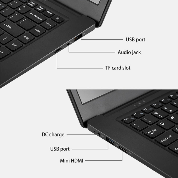 HPC156 Ultrabook, 15.6 inch, 2GB+32GB, Windows 10 Professional Edition Intel N3060 or Intel N3050 or N3350 Quad Core Up to 1.92Ghz, Random CPU Delivery, Support TF Card & Bluetooth & WiFi, US/EU Plug