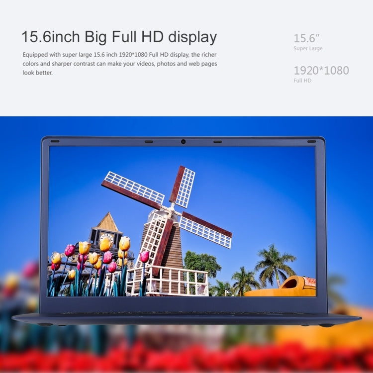 HPC156 Ultrabook, 15.6 inch, 2GB+32GB, Windows 10 Professional Edition Intel N3060 or Intel N3050 or N3350 Quad Core Up to 1.92Ghz, Random CPU Delivery, Support TF Card & Bluetooth & WiFi, US/EU Plug