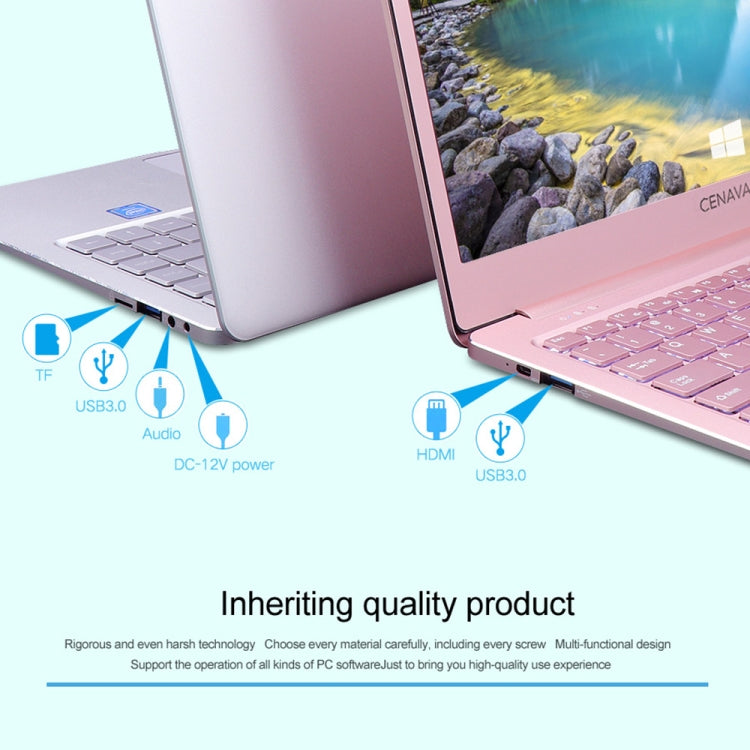 CENAVA P14 Ultrabook, 14 inch, 8GB+256GB, Windows 10 Intel Celeron N4120 Quad Core Up to 2.6GHz, Support TF Card & Bluetooth & Dual WiFi & Mini HDMI, US/EU Plug