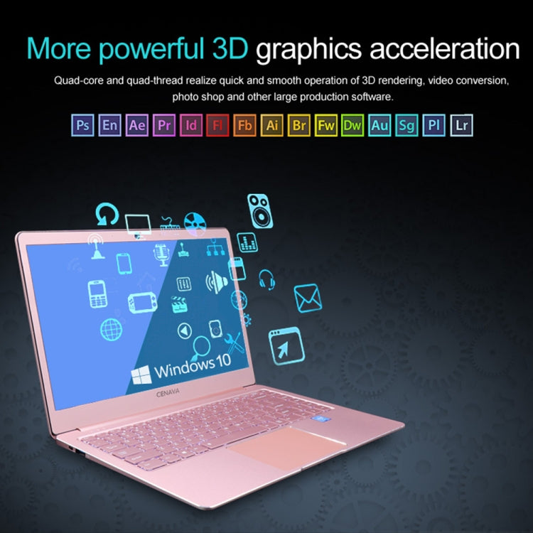 CENAVA P14 Ultrabook, 14 inch, 8GB+256GB, Windows 10 Intel Celeron N4120 Quad Core Up to 2.6GHz, Support TF Card & Bluetooth & Dual WiFi & Mini HDMI, US/EU Plug