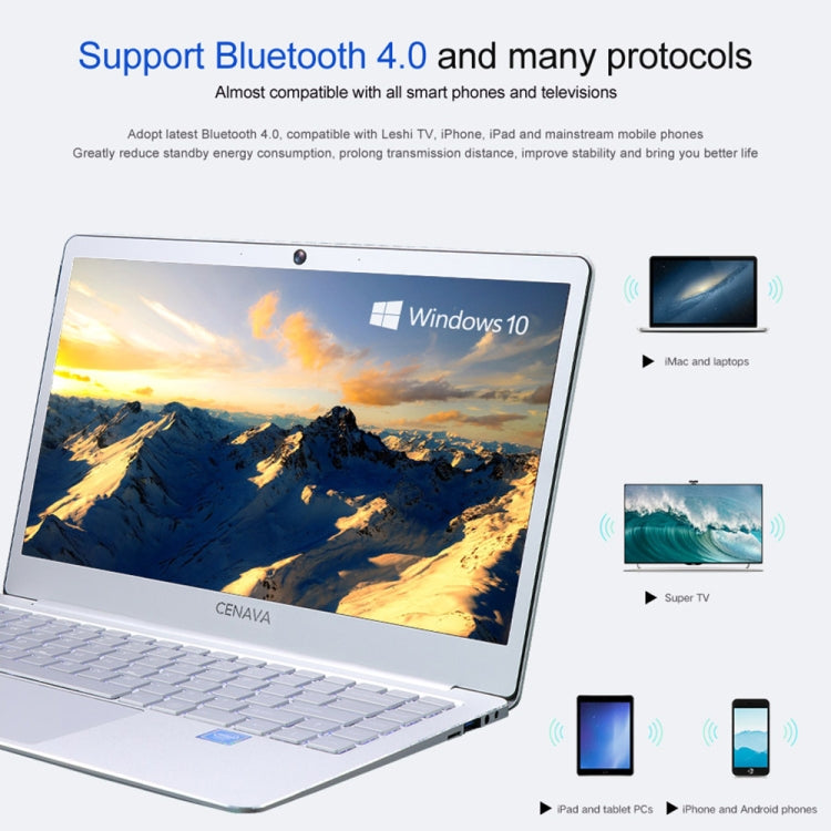 CENAVA P14 Ultrabook, 14 inch, 8GB+256GB, Windows 10 Intel Celeron N4120 Quad Core Up to 2.6GHz, Support TF Card & Bluetooth & Dual WiFi & Mini HDMI, US/EU Plug