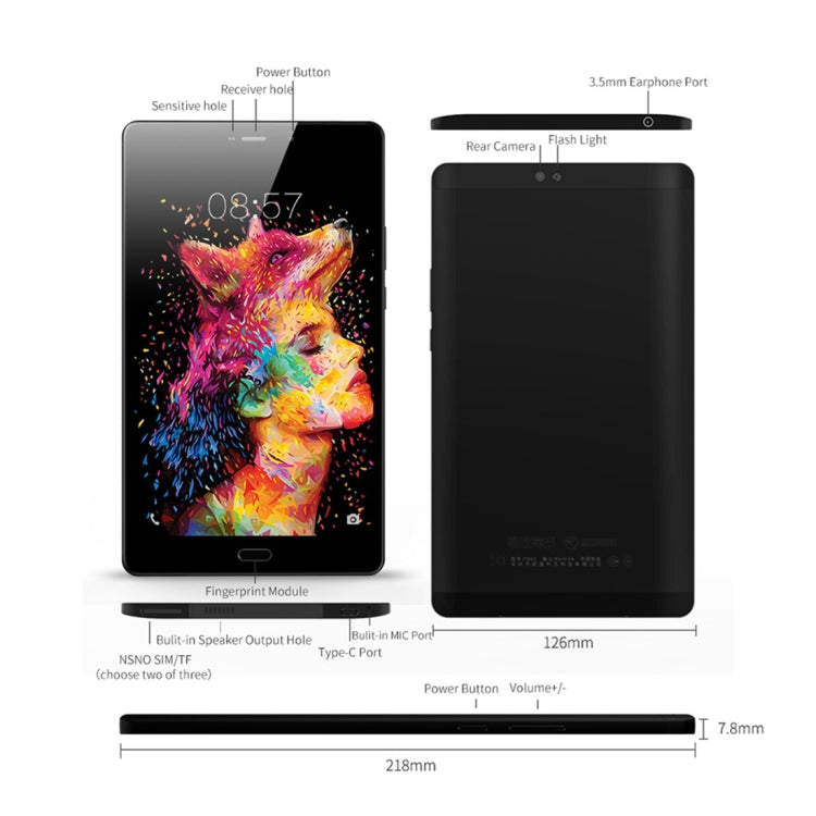 ALLDOCUBE X1 T801 4G Call Tablet, 8.4 inch, 4GB+64GB, Fingerprint Unlock, Android 7.1 MTK X20ï¼ˆMT6797ï¼‰Deca Core Up to 2.3GHz, Support OTG & GPS & FM & Bluetooth & Dual Band WiFi & Dual SIM Dual Standby(Black)