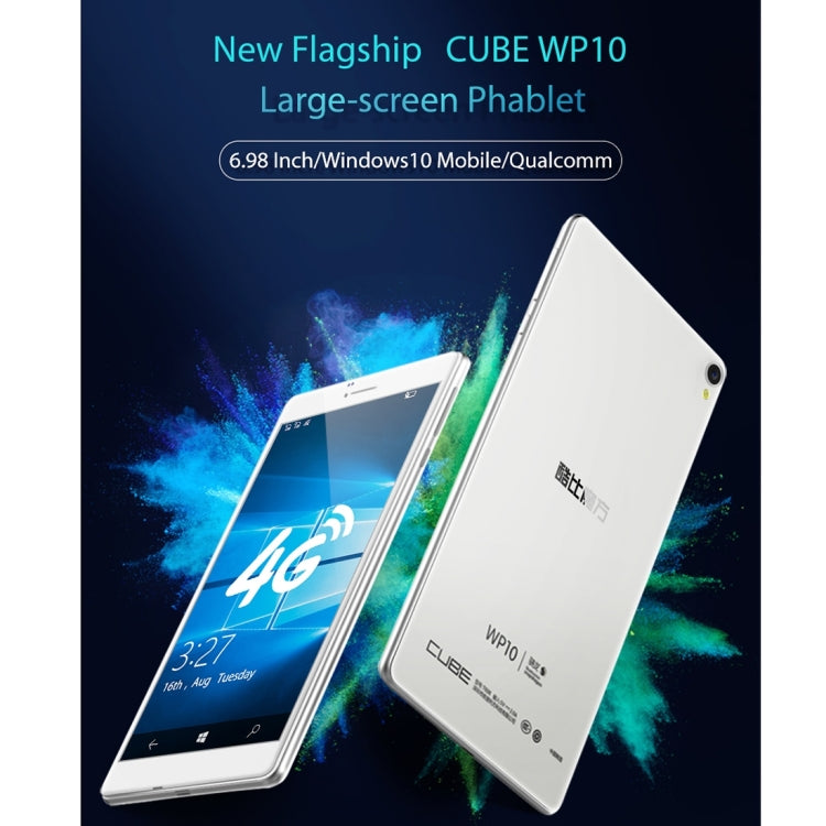 Cube WP10 Call Tablet, 6.98 inch, 2GB+16GB, Dual SIM, Dual Camera, Windows 10 Mobile OS, Qualcomm MSM8909 Quad-core 32-bit 1.3GHz, Support 128GB TF Card, OTG, WiFi, Bluetooth, GPS, Network: 4G, Only Support Chinese and English(White)