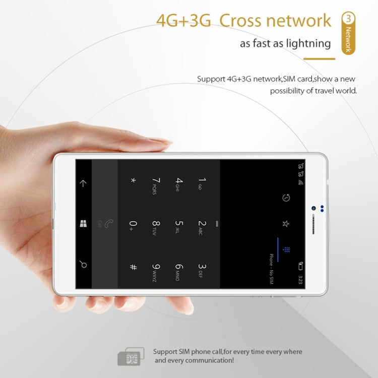 Cube WP10 Call Tablet, 6.98 inch, 2GB+16GB, Dual SIM, Dual Camera, Windows 10 Mobile OS, Qualcomm MSM8909 Quad-core 32-bit 1.3GHz, Support 128GB TF Card, OTG, WiFi, Bluetooth, GPS, Network: 4G, Only Support Chinese and English(White)