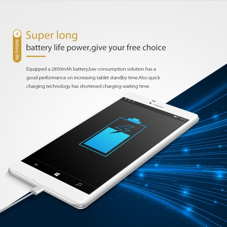 Cube WP10 Call Tablet, 6.98 inch, 2GB+16GB, Dual SIM, Dual Camera, Windows 10 Mobile OS, Qualcomm MSM8909 Quad-core 32-bit 1.3GHz, Support 128GB TF Card, OTG, WiFi, Bluetooth, GPS, Network: 4G, Only Support Chinese and English(White)