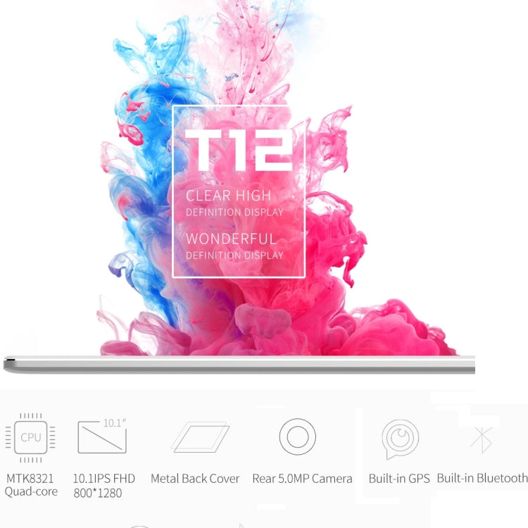 Cube T12 Call Tablet, 10.1 inch, 1GB+16GB, Dual Camera, Android 6.0 OS, MTK8321 Quad-core 4G 32-bit 1.3GHz, , Support 64GB TF Card, OTG, WiFi, Bluetooth, GPS, Network: 3G