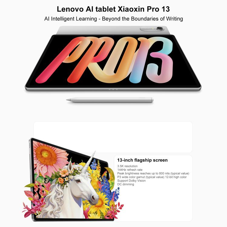 Lenovo Xiaoxin Pad Pro 13, 13 inch 3.5K AI Learning Tablet WiFi, 8GB+256GB, Android 16, Snapdragon 8s Gen4, US Plug  - Grey