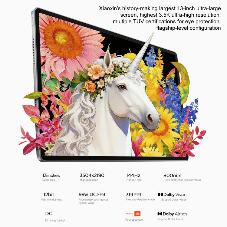 Lenovo Xiaoxin Pad Pro 13, 13 inch 3.5K AI Learning Tablet WiFi, 12GB+512GB, Android 16, Snapdragon 8s Gen4, US Plug  - Grey